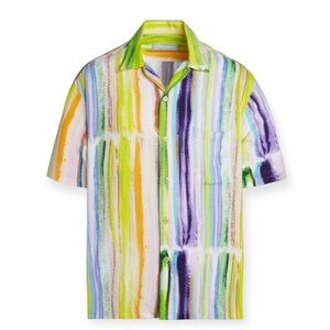 Jams World Mens Retro Camp Shirt Skyline Colorful Short Sleeve Button Down Small